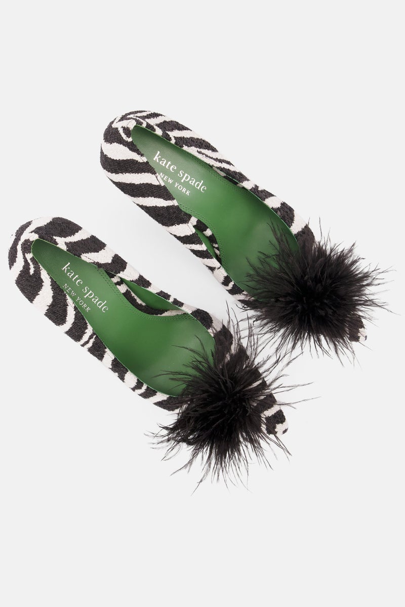 Kate Spade Women Broad Marabou Slip On Casual Pumps, Black - Image 4